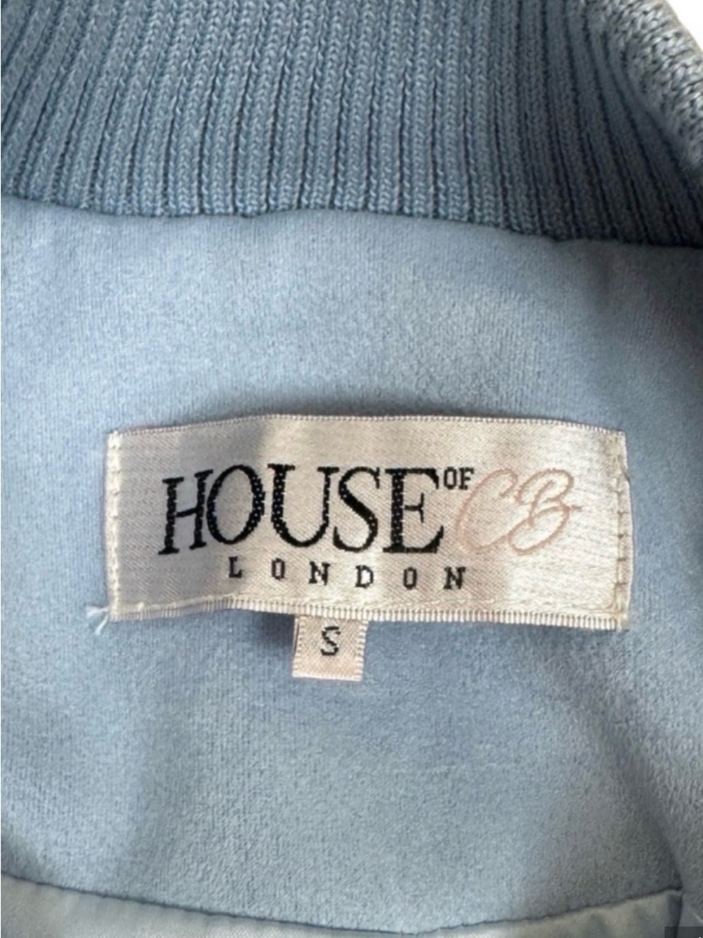 House of CB Rafal Powder Blue Faux Suede Corset Bomber Cropped Y2K S - Picture 10 of 16